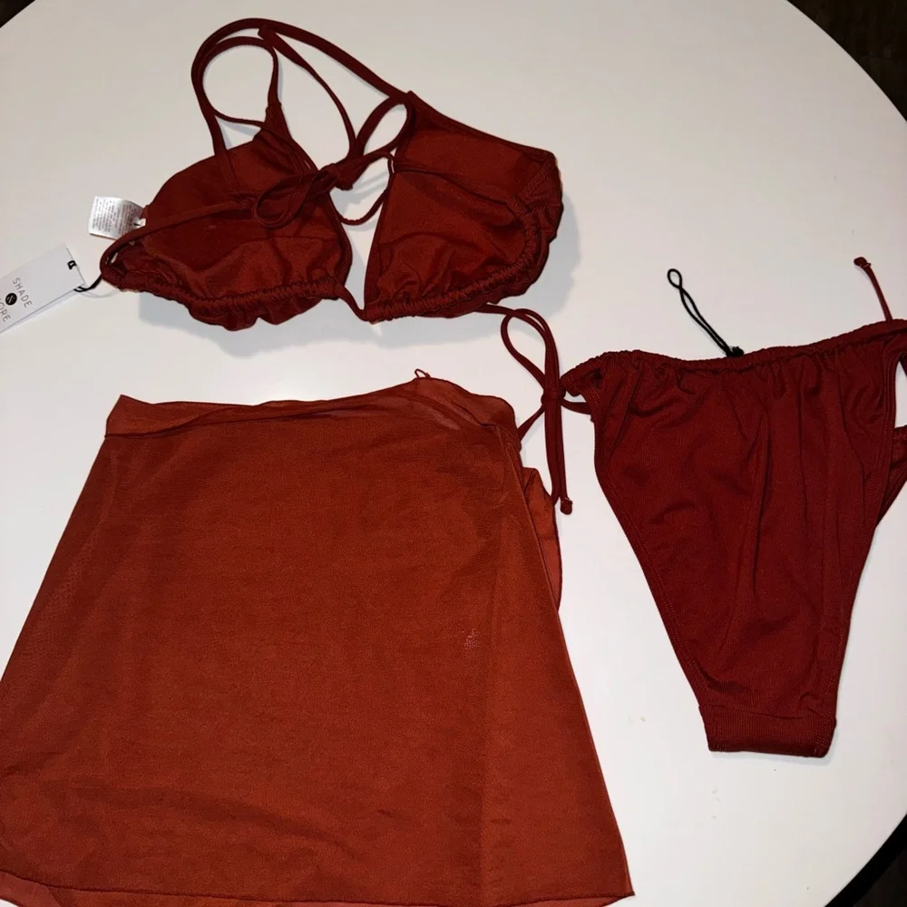 Women’s Rust Red Bikini Set with Skirt - Shade And Shore